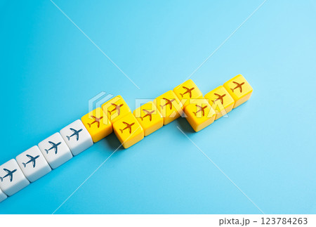 Increase in air travel. Increase in revenue. Purchase of more aircraft. Growing demand. Economic growth, tourism, and business travel fuel the surge in passenger numbers. 123784263