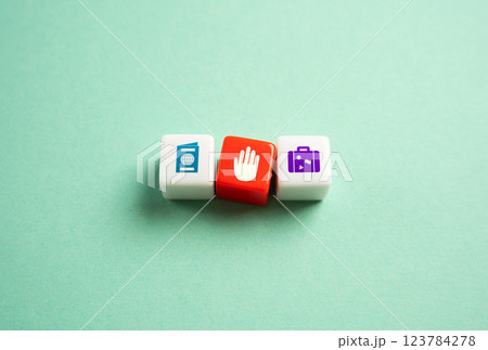 Refusal to cross the border and enter the country. Immigration challenges, visa rejections, or travel restrictions impacting personal or professional plans. 123784278