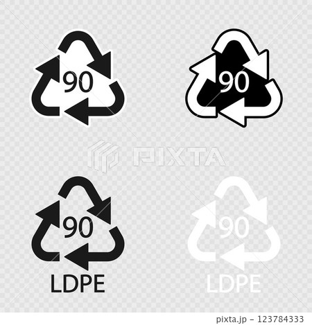 Composites recycling symbol LDPE 90 set. Composites recycling symbol LDPE 90 set. 123784333