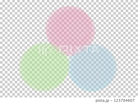 水彩風の重なった3つの丸 123784607