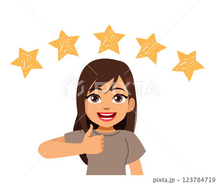 Woman Leave Feedback Comment Thumbs Up Gesturing Vector Illustration 123784719