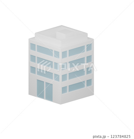 様々な建物のシンプルな3Dイラスト まちづくり ビル 123784825