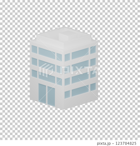 様々な建物のシンプルな3Dイラスト まちづくり ビル 123784825