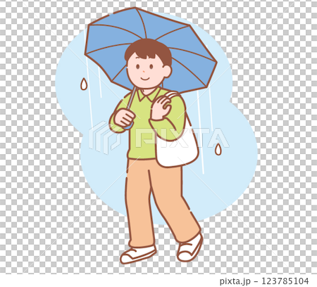 A man walking with an umbrella A man walking with an umbrella 123785104