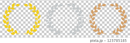 月桂樹のフレーム 金銀銅の月桂冠のアイコン 月桂樹のフレーム 金銀銅の月桂冠のアイコン 123785185