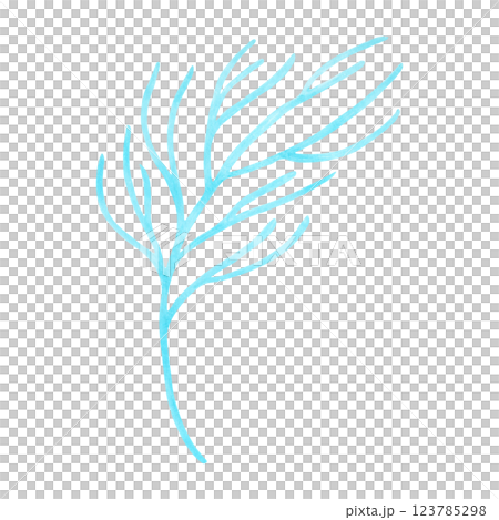 Branching blue coral. Watercolor and marker illustrations. Ocean coral reefs, underwater animals of the seabed. Hand drawn isolated art. Underwater exotic nature marine ecosystem for travel guides. 123785298