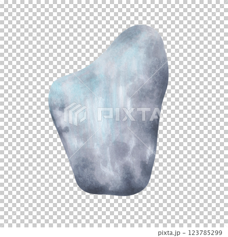 Sea rock. Pebbles for ocean design. Watercolor and marker illustration. Rock clipart for landscape design and natural, water scenes. Hand drawn isolated art. Geological minerals drawing. 123785299