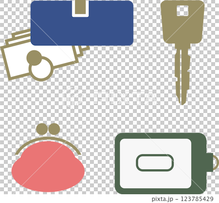 錢包、護照夾和鑰匙插圖素材集 123785429