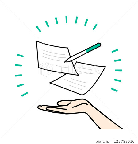 書類とペンを持つ手のベクターイラスト 書類とペンを持つ手のベクターイラスト 123785616