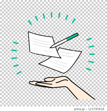 書類とペンを持つ手のベクターイラスト 書類とペンを持つ手のベクターイラスト 123785616