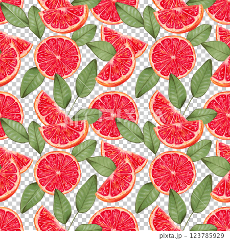 Seamless background of grapefruit slices with leaves. Watercolor, marker illustration. Red citrus pieces. Hand drawn isolated art. Fruit wallpaper for fabric and kitchen textile, packaging,wallpaper. Seamless background of grapefruit slices with leaves. Watercolor, marker illustration. Red citrus pieces. Hand drawn isolated art. Fruit wallpaper for fabric and kitchen textile, packaging,wallpaper. 123785929