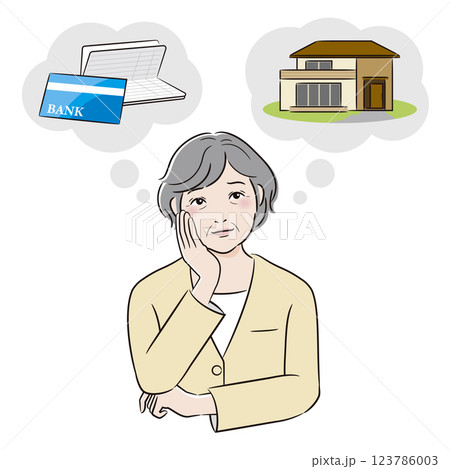 高齢者女性　財産相続に悩む　疑問に思う 123786003