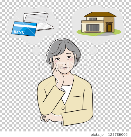 Elderly woman worries about inheritance and has doubts 123786003