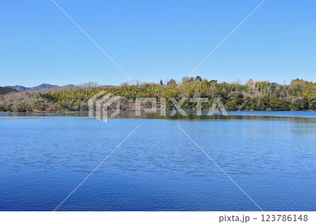 寒い早春の一碧湖風景 寒い早春の一碧湖風景 123786148