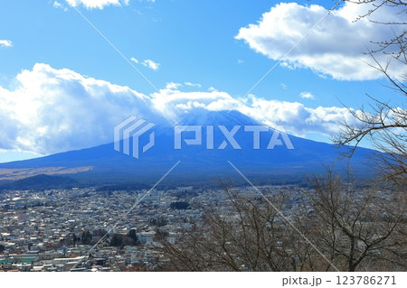 山梨県 新倉山浅間神社から見る富士山 2024年 冬 123786271