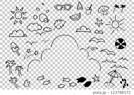 Summer simple line icon set vector 123786572