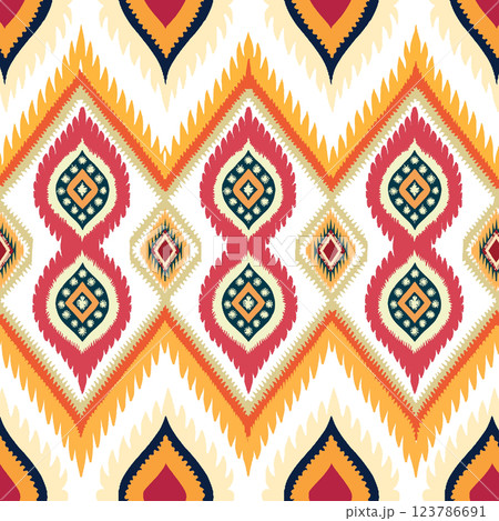 vector seamless pattern. ethnic style ornament. repeating geometric background with color elements 123786691