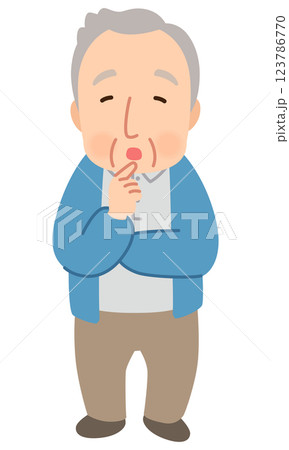 高齢男性　表情ポーズ　シニア　高齢者　後期高齢者 123786770