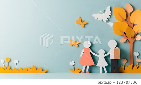 Joyful papercut art of parents and teachers shaking hands in a positive meeting environment Joyful papercut art of parents and teachers shaking hands in a positive meeting environment 123787336