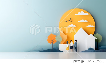 Joyful papercut scene of parents and teachers united in conversation about academic growth in a classroom Joyful papercut scene of parents and teachers united in conversation about academic growth in a classroom 123787500