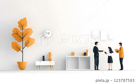 Creative papercut vector of parents and teachers discussing academic plans in a welcoming classroom scene 123787583