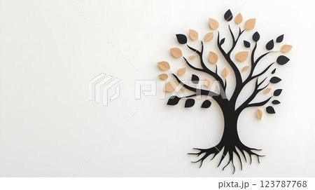 Papercut style design of a tree with deep roots symbolizing the history and culture of Black heritage Papercut style design of a tree with deep roots symbolizing the history and culture of Black heritage 123787768