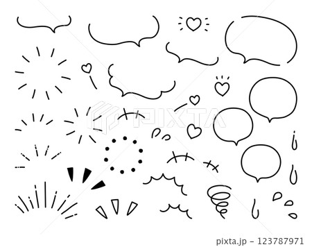 シンプルな手書きの吹き出しセット 123787971