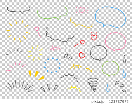 簡單的手繪語音泡泡集，色彩斑斕的筆觸 123787975