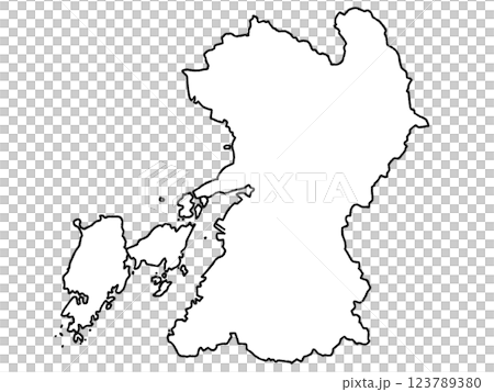 熊本縣九州的略顯鬆散的白色地圖 熊本縣九州的略顯鬆散的白色地圖 123789380