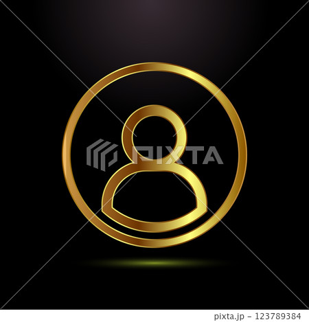 User profile icon design illustration, User profile avatar, gold color style 123789384