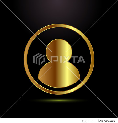 User profile icon design illustration, User profile avatar, gold color style 123789385