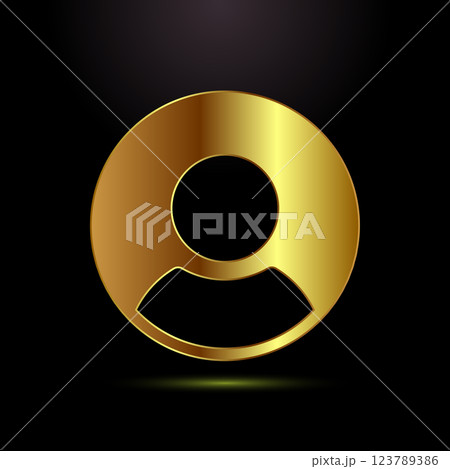 User profile icon design illustration, User profile avatar, gold color style 123789386