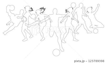 Soccer Football Players Silhouettes Soccer Football Players Silhouettes 123789398