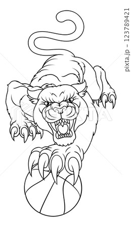 Panther Basketball Sports Team Mascot Design Panther Basketball Sports Team Mascot Design 123789421