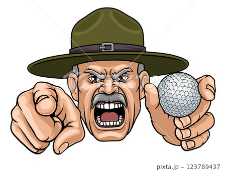 Drill Instructor Sergeant Bootcamp Golf Mascot Drill Instructor Sergeant Bootcamp Golf Mascot 123789437