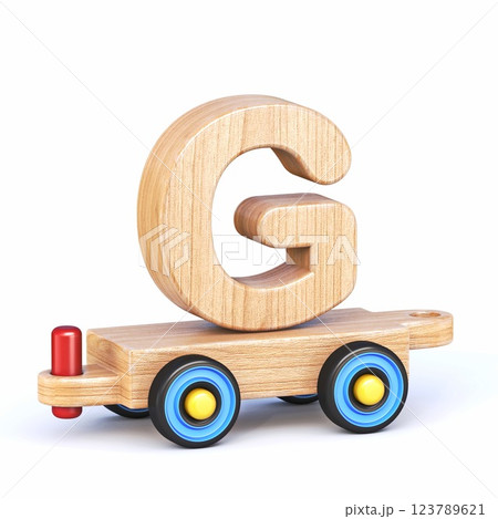 Wooden toy train font Letter G 3D Wooden toy train font Letter G 3D 123789621