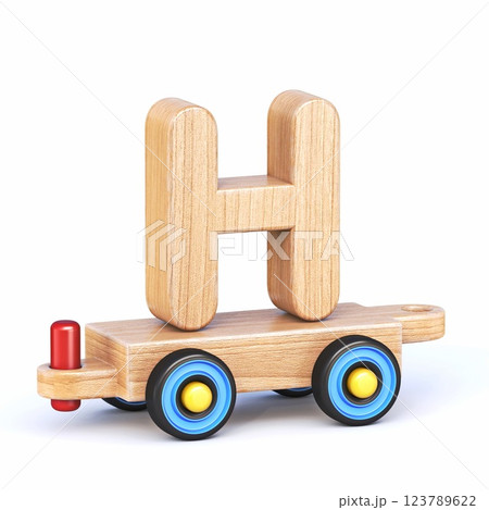 Wooden toy train font Letter H 3D 123789622
