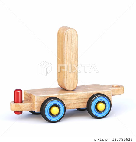 Wooden toy train font Letter I 3D Wooden toy train font Letter I 3D 123789623