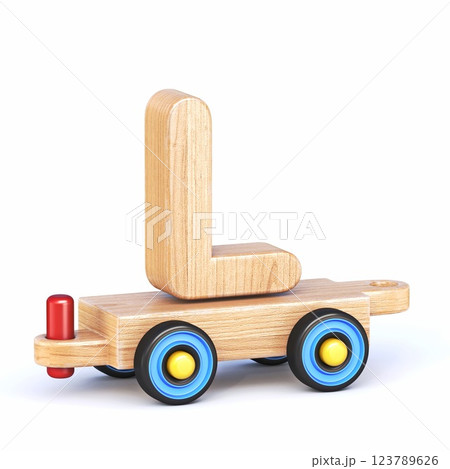 Wooden toy train font Letter L 3D Wooden toy train font Letter L 3D 123789626