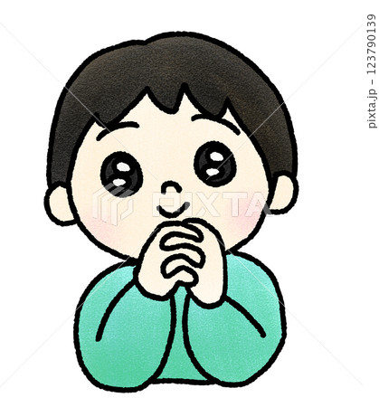 目を潤ませる男性の手描きイラスト 123790139