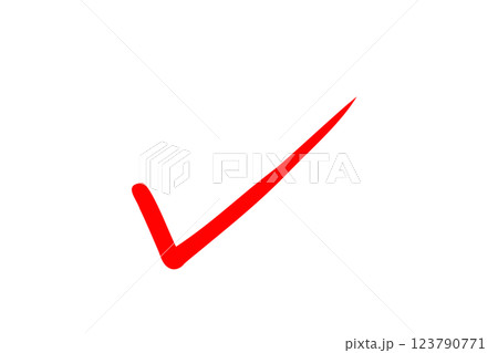 ペンで書いたようなシンプルな赤いチェックマーク 123790771