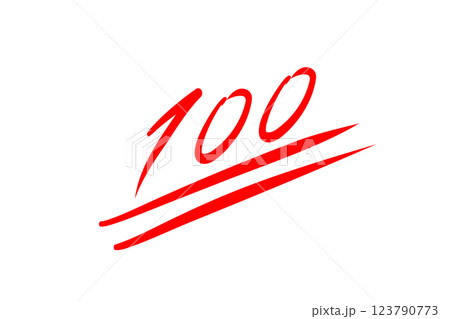 ペンで書いたような赤い100点のマーク 123790773