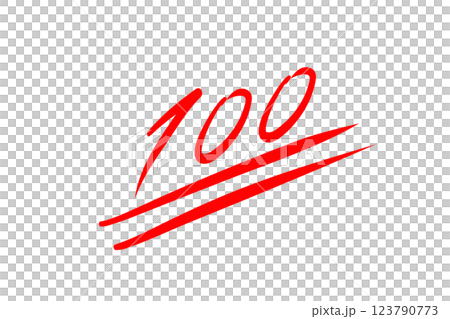 ペンで書いたような赤い100点のマーク 123790773