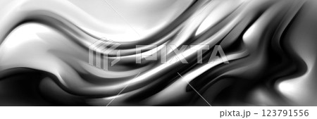 Silver liquid texture with smooth flowing waves. 123791556