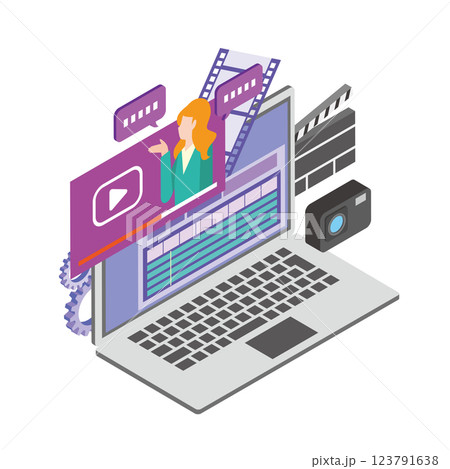 動画編集のイメージイラスト 123791638