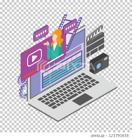 動画編集のイメージイラスト 123791638