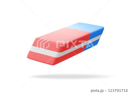 3D blue red rubber eraser isolated on white 3D blue red rubber eraser isolated on white 123791718