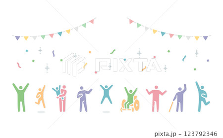 A simple illustration of a person expressing joy 123792346