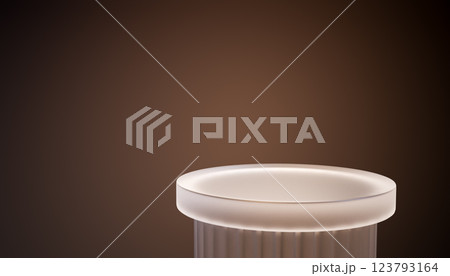 Empty podium, Modern minimalist frosted glass pedestal with soft lighting, elegant design, product display, advertising, 3d rendering 123793164
