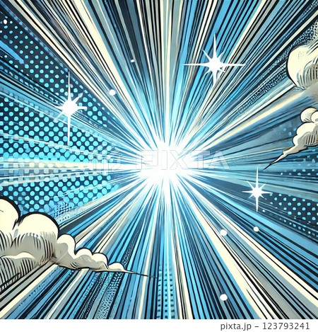 アメコミ風な水色ポップアートなイラスト 123793241